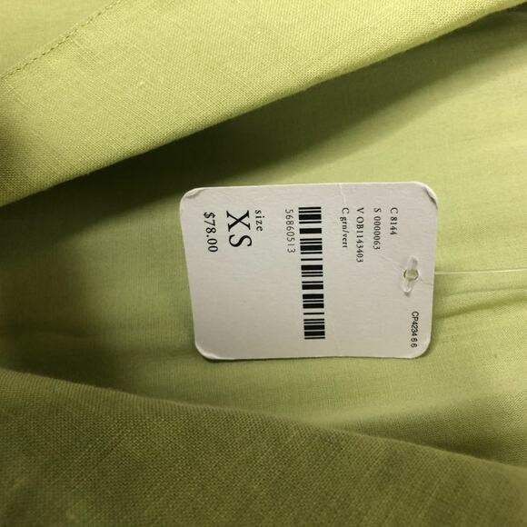 Free People Linen Mini Shirt Dress Button Front Neon Avocado Green New With Tags - Picture 4 of 11